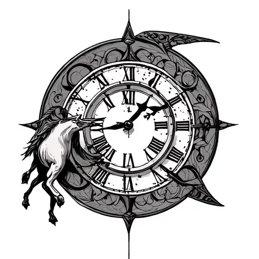 Sagittarius And Clock Surrounded