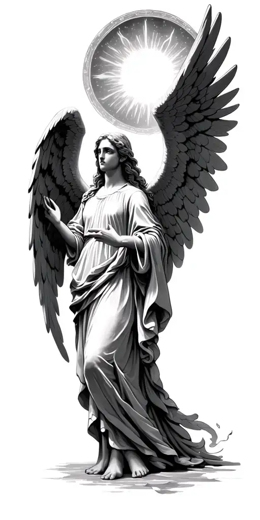 Guardian Angel Looking At Heavens Doors Open With Aura