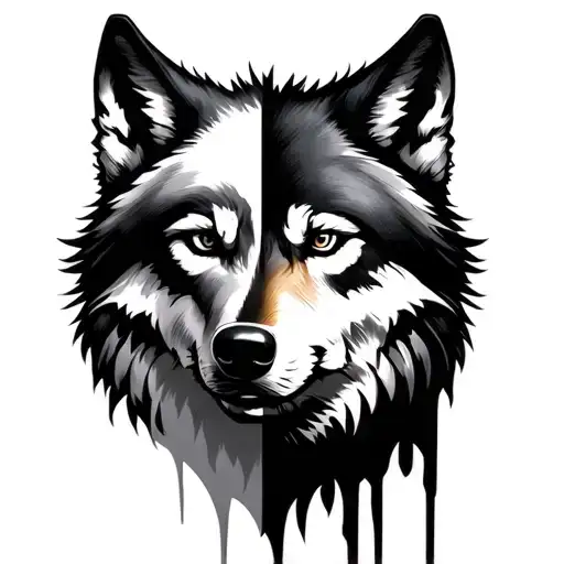 Wolf Face Morphing Into Black Man