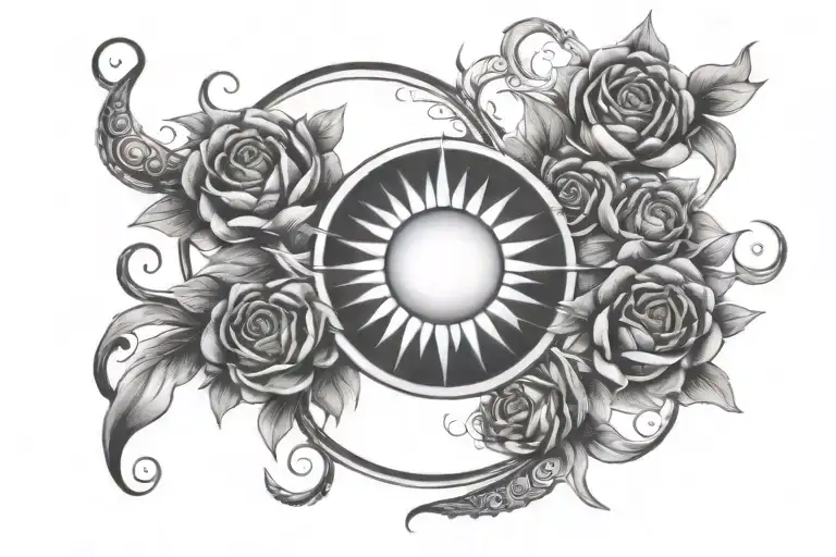 Sun With Flowers For The Neck Intertwined