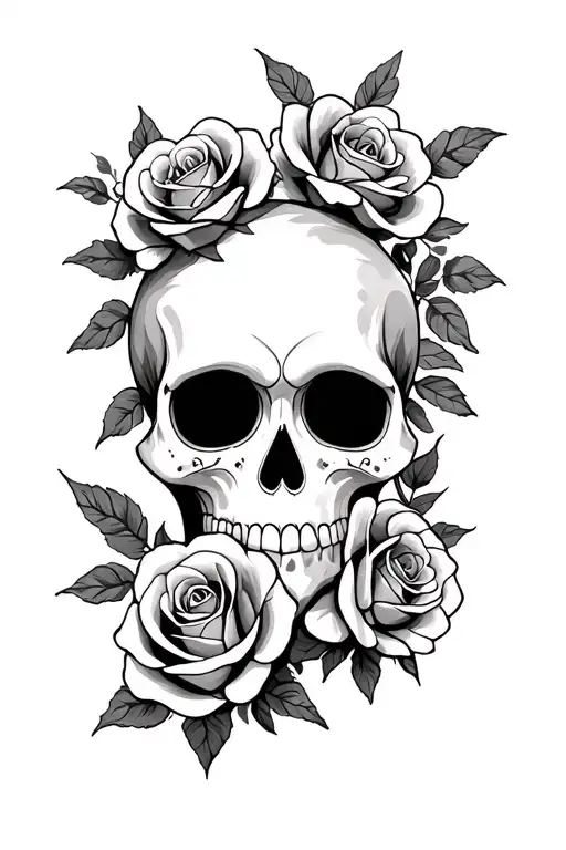 Sugar Skull And Three Roses