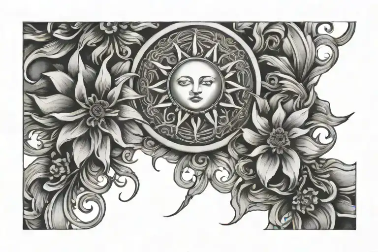 Sun With Flowers Intertwined