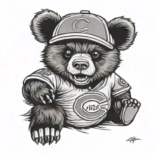 Chicago Bear Wearing Cubs Jersey