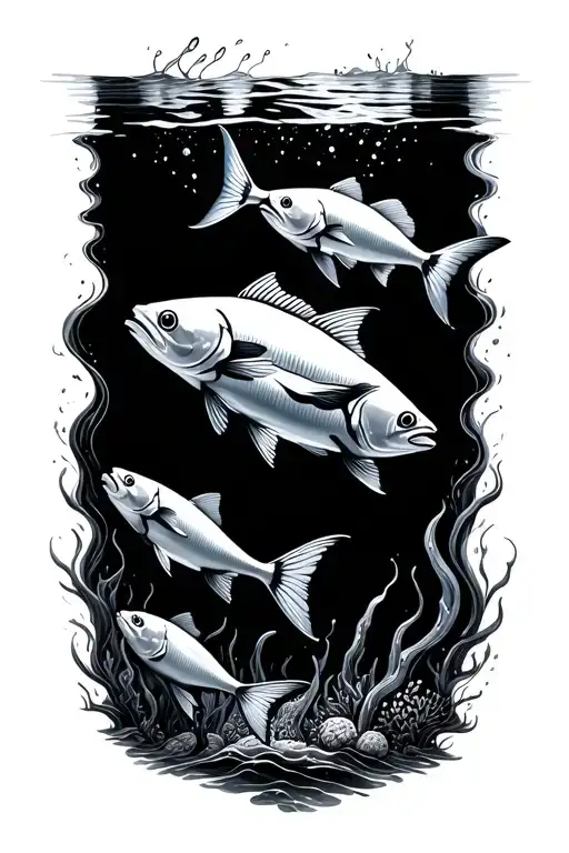 Pelagic Fish And Swimming Underwater Above Reef Saltwater Ocean