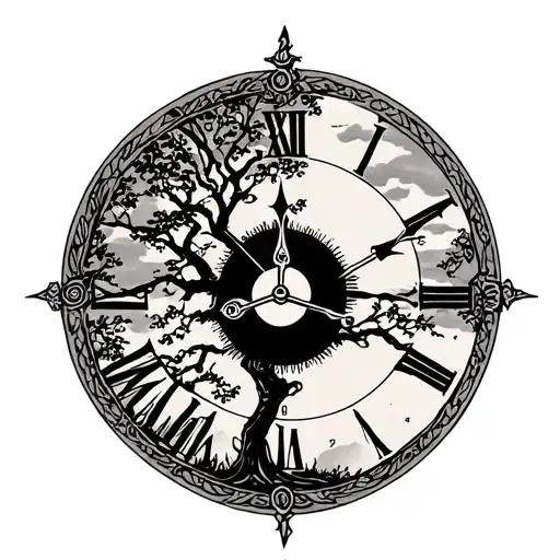 Clock And Tree With Sagittarius