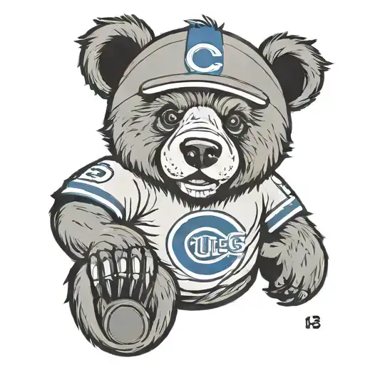 Chicago Bear Wearing Cubs Jersey