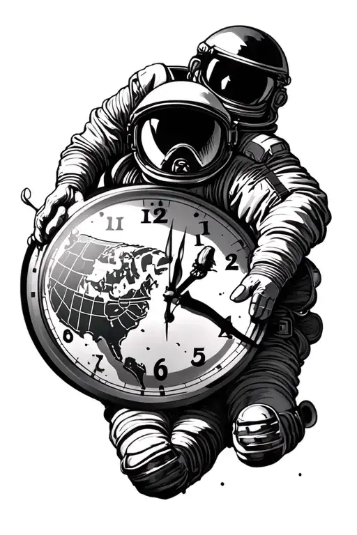 Clock Face With America Map On The Face And A Astronaut Trying To Hold On To The Clock