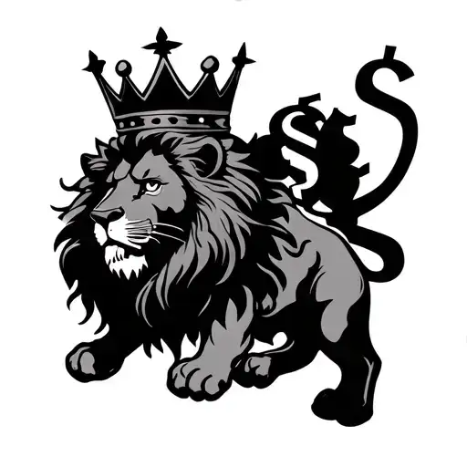 Lion With A Crown Dollar Sign And The World Is Yours