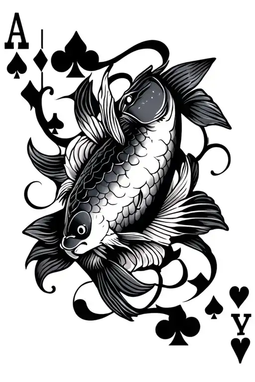 A Mystical Representation Of The Poker Card With A Koi Fish