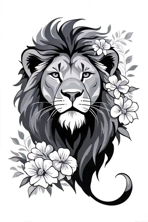 Lion With Flowers