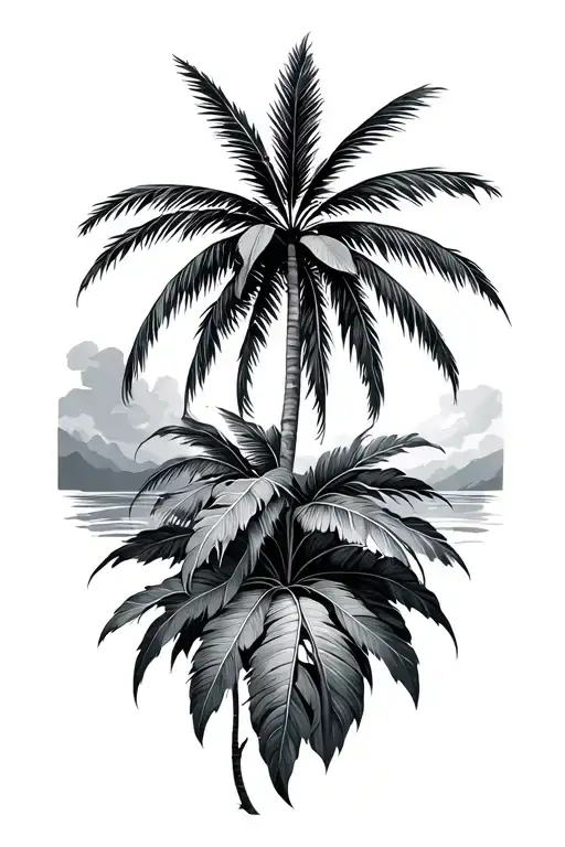 Palm Tree With Weed Leaf Morphing On Tropical Island