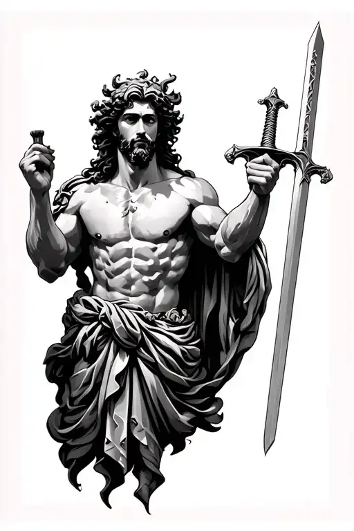 Greek God Holding A Sword