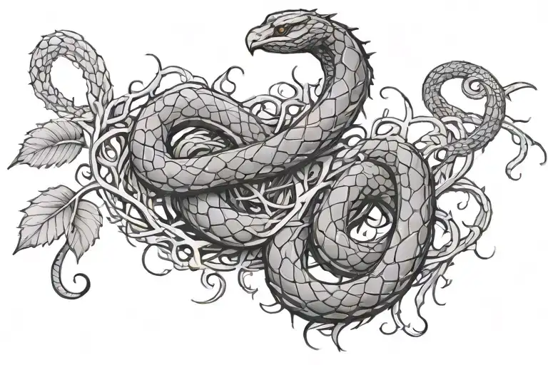 Snake Transformed Into Thorny Vines