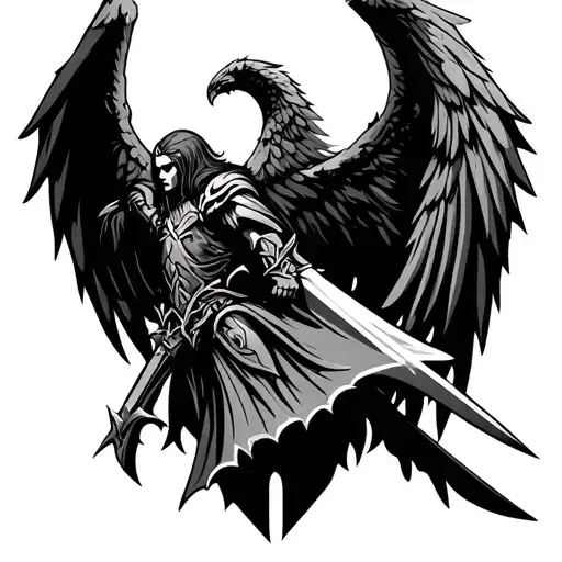 Dark Angels Warhammer Medieval-art-style Tattoo Design