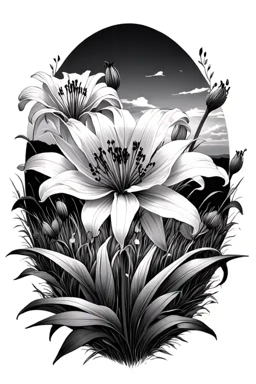 Red Spider Lily Field Durning Sunset