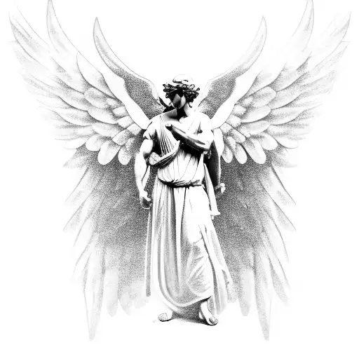 Man Greek Angel Statue With Wings