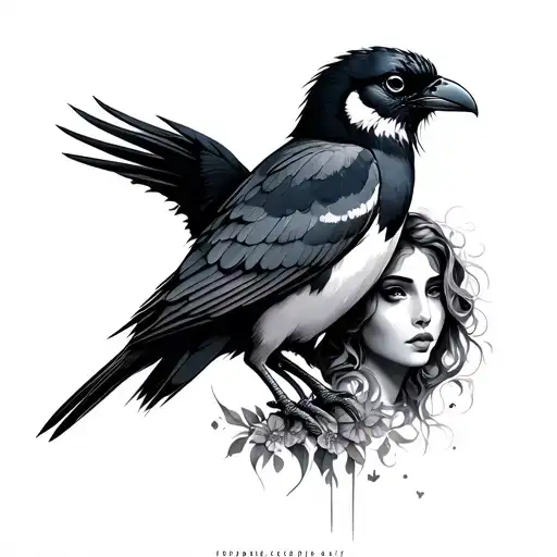 Swollow Bird With Women Face On His Back