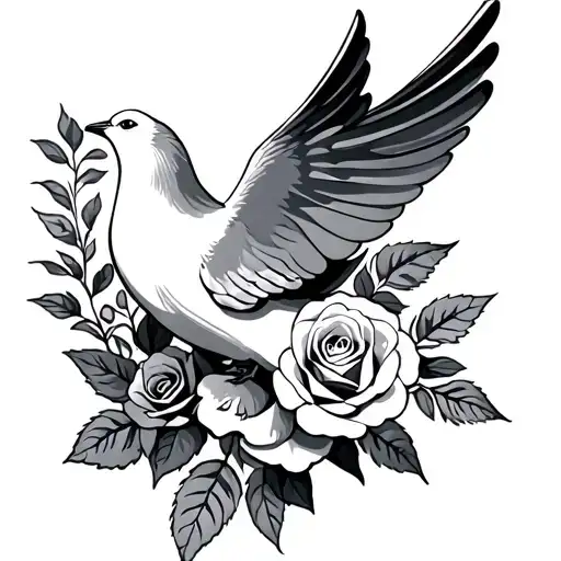 Dove With Roses