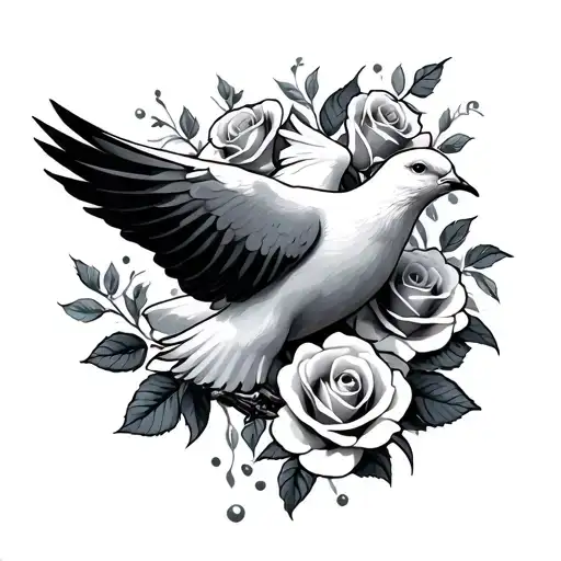 Dove With Roses