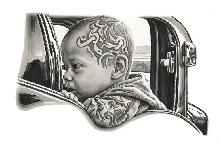 Baby Boy Watching Outside Car Window Looking