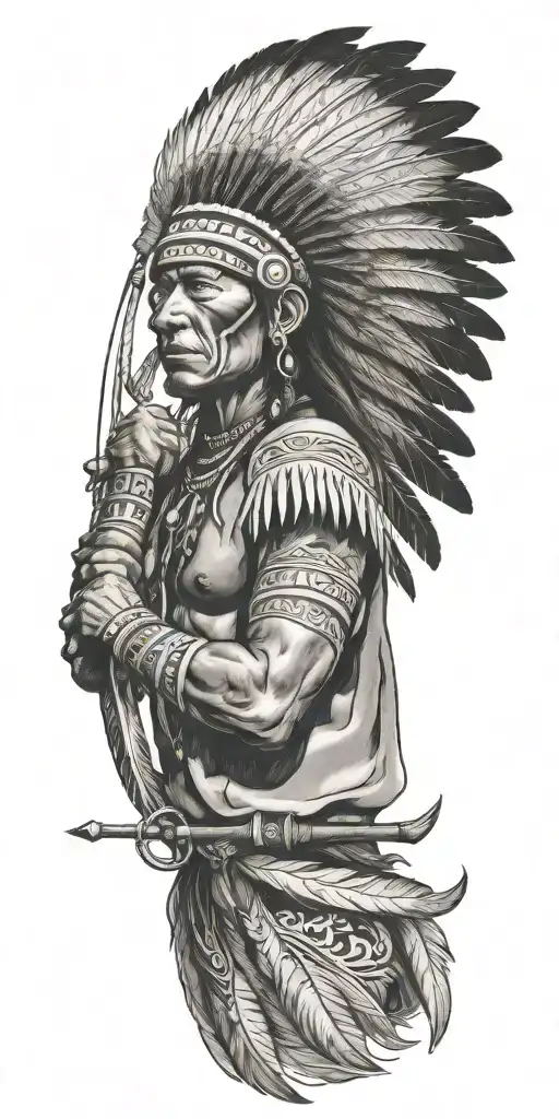 Native American Warrior Riding Wind Blowing