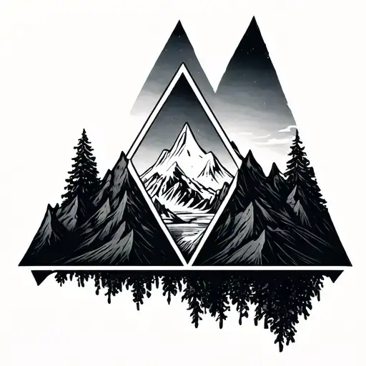 An Upside Down Triangle With A Mountain Inside Minimal