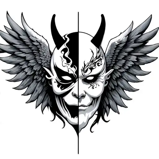 Half Angel Half Demon Mask
