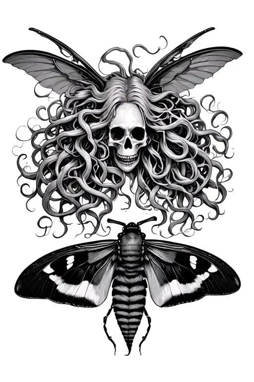 Medusa And Death Moth Resting