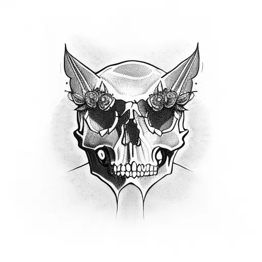 Skull Roses Cat Moth Moon