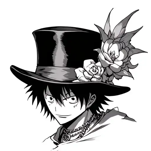 Luffy With Sabo's Top Hat And Ace's Necklace