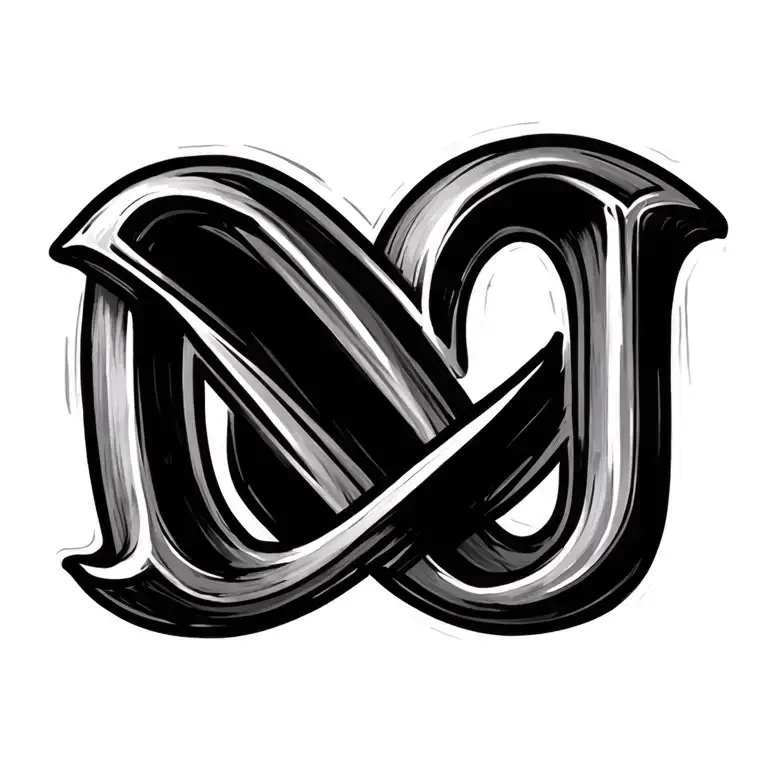 Infinity Met Letter N En J Written In Calligraphy