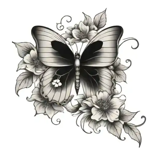 Butter Fly With Flowers