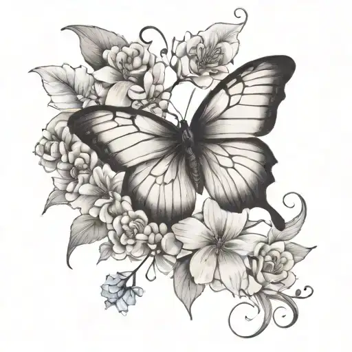 Butter Fly With Flowers