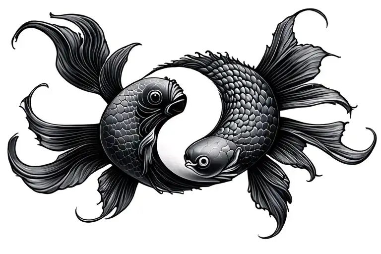 Yin And Yang Koi Fish Wit 100 Dollars
