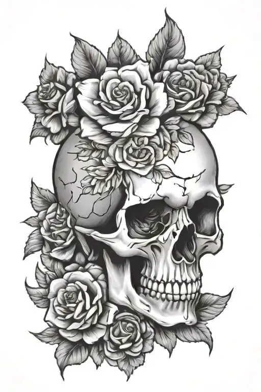 A Skull With Flowers