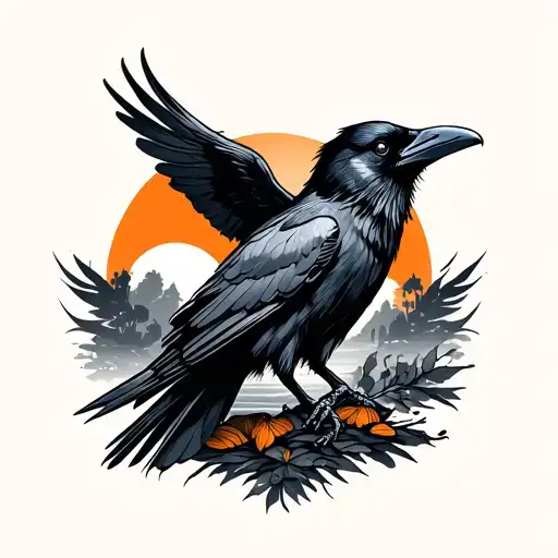 Raven With Sunrise Integrated