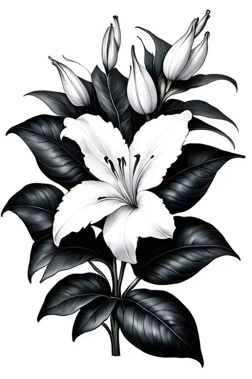Lilly Flower Large Black Leaves
