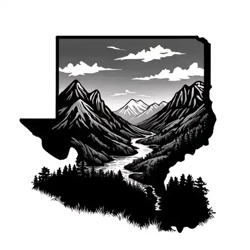 Shape Of Texas With Colorado C And Mountains And Stream