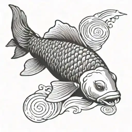 A Koi Fish Is Swimming On The Stairs