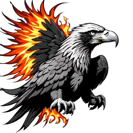 Eagle With Fire And Wind Blowing