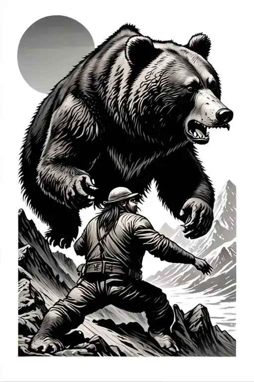Bear Attacking A Mountain Man