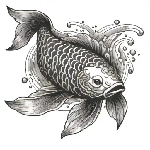 A Koi Fish With Binary Codes Written On Its Body