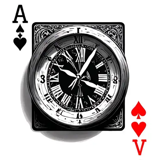 Clock And Deck Of Cards Forming The Shape