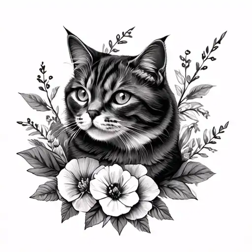 Sewing Needle With Cat Plsnts And Flowers