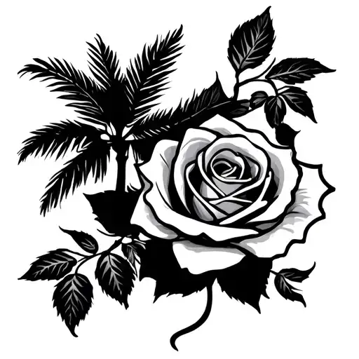 Palm Tree And Rose