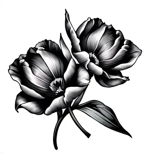 2 Tulips Crossing Black Grey