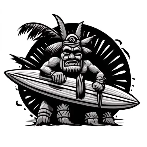 Tiki Guy With Surfboard