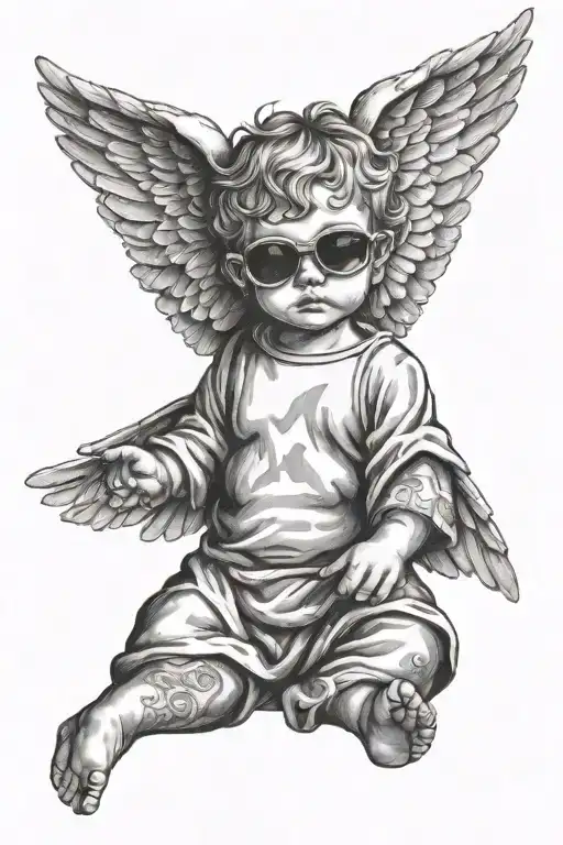 Christian Baby Angel With Shades Without Glasses