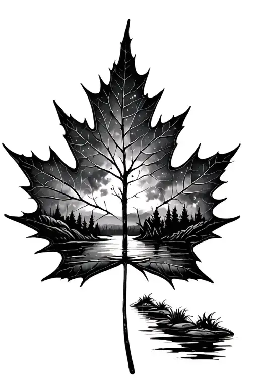 Louisiana Swamp Scene Inside A Maple Leaf