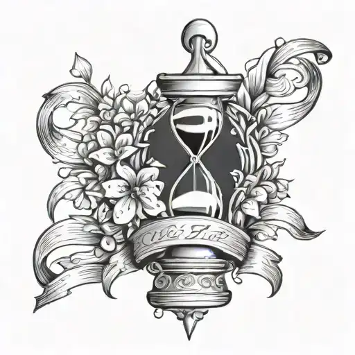 Hourglass With A Ribbon Surrounding With Dates